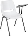 Flash Furniture White Ergonomic Shell Chair with Left Handed Flip-Up Tablet Arm