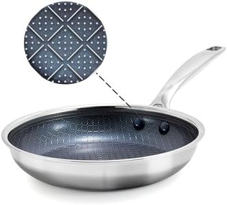 Blue Diamond Hybrid Nonstick Stainless Steel 8” Frying Pan, PFAS-Free Ceramic Skillet, Diamond Bond Powerful Searing, Dishwasher & Metal Utensil Safe, Stay-Cool Handle, Induction Ready, All Cooktops