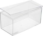 Hammont Rectangle Acrylic Box - Shelf Organizer Bins - Clear Storage Containers - Candy Party Favors | Bathroom Storage | Makeup Cosmetic Organization | Wide: 8"x4"x4" (3 Pack)