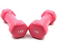 Fitness India FITNESS INDIA Neoprene Vinyl Dumbbell 1 kg each (Set of 2) Fitness Gym Exercise, Non-Slip Hand, Biceps Triceps for Men & Women, Multicolour