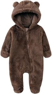 CAHL&FAUO Newborn Snowsuit Baby Cartoon Bear Onesie Warm Fleece Hooded Romper Jumpsuit