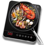Aobosi Single Induction Cooker,Portable Induction Hob with Slim Body,Ceramic Glass Panel,10 Temperatures and Power Levels Settings,3 Hours Timer,Safety Lock