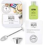 Thoughtfully Cocktails, Cocktail Mixer Travel Tin Gift Set, Includes Mojito Cocktail Mixer, Jigger, Bar Spoon and Recipe Card (Contains NO Alcohol)