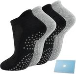 Toes Home Grip Socks for Pilates, Yoga, Hospital, Barre, Cushioned Ankle Sports Socks Women Non Slip Slipper Socks Gifts 2-4 Pairs, Black and Grey, 6-8