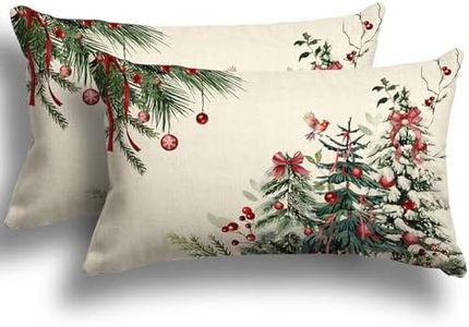 ZWJD Housse de Coussin Noel 30x50 Lot de 2 Housse Coussin Noel Deco Noel Coton et Lin Décoratif Taie d'oreiller pour Chambre, Nanapé, Chaise, Lit Decoration Noel 30 x 50 cm