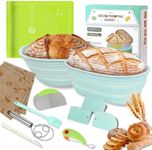 Fidqiog Banneton Proofing Baskets Set, 23cm Round & 25cm Oval Sourdough Proofing Baskets, Silicone Sourdough Bread Starter Kit for Bread Making, Baking Supplies Accessories & Tools, Gifts for Bakers