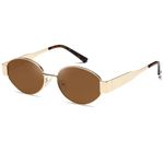 kimorn Retro Oval Sunglasses for Women Men Trendy Sun Glasses Classic Shades UV400 Protection K1653 (Gold/Brown)