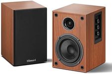 Elimavi Powered Bluetooth Bookshelf Speakers, 40W X 2 Record Player Speakers with 4 Inch Woofer and a 1" Silk Dome Tweeter, BT5.3/RCA/USB-C Audio Input for PC and TVs, Brown