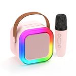 Fede Karaoke Machine for Kids Adults, Mini Karaoke Machine with Wireless Microphone, Portable Bluetooth Speaker with Voice Changing Effects & LED Lights, Best Gifts Toys for Girls and Boys