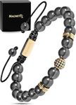 MagnetRX® Magnetic Hematite Bracelet – MAX Strength Magnetic Stones – Beaded Magnetic Bracelets for Men and Women (Gold Zeus 8mm Bead)