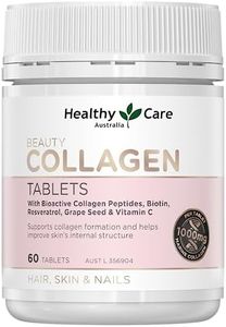 Healthy Care Beauty Collagen Tablets - Enhances Skin Firmness & Provides Antioxidant Support - Supplement with Bioactive Collagen Peptides, Biotin & Resveratrol - 60 Tablets