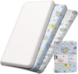 Next to Me Crib Sheets 55x90 cm - 3 Pack, 1 Waterproof Crib Mattress Protector - 2 Fitted Sheets 100% Pure Cotton UltraSoft Baby Bedding Fits Chicco, Joie, Tutti Bambini, Maxi, Cozee