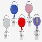 ZHIYE Retractable Badge Reel, 5 Pcs Heavy Duty Reel Clips 2 in 1 Keychain Badge Holder with Key Belt Key Ring for ID Card Badge Holder(Red,Blue,Purple,Pink,White)