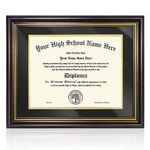 Diploma Frame 8.5x11 with Black Mat, Certificate Frame11x14 Without Mat Fits Certificates.Document Degree Frame with Gold Beads,HD Acrylic Cover for Wall and Tabletop.