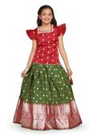 Jwalin Girl’s Jacquard Readymade Pattu Pavadai Lehenga Choli (JWGLGC00119 RED 28_Red_7-8 Yrs)