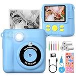 Kids Camera, 1080P Instant Camera for Kids, 16x Digital Zoom Kids Camera for Boys, 32GB Card, 3 Rolls Print Paper, Birthday Christmas Kids Toys Gifts Selfie Childrens Digital Camera for Kids Age 3-12