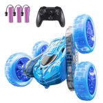 YouCute Remote control cars for Kids Age 4 5 6 7 8 9 10+ Year Old Boys Girls RC Stunt Car Toys Birthday (Blue)