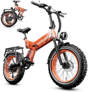 vefreedom Folding Electric Bike for Adults,20" x4.0 Fat Tire Ebike Commuting Electric Mountain Bike,Fast E Bike ,Orange Bicycle