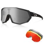 Queshark Cycling Glasses TR90 Unbreakable Frame Polarized Sports Sunglasses,Bike Glasses for Men Women with 5 Lens,Anti-UV400