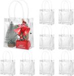 SATYAM KRAFT 6 Pcs Transparent Bag Goodie Bags With Handle Gift bag, hamper bag, Carry Bags, shopping gift bag, gift for Gifting, Presents, Return Gifts, Birthday, Party, Festivals(small)(Pack of 6)