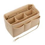 Nircho Handbag Organiser Insert, Multi-Pocket Felt Toiletry Bag Insert Storage Pouch Tote Bag Insert Large Capacity Women Travel Makeup Organizer Tote Bag Insert, Beige