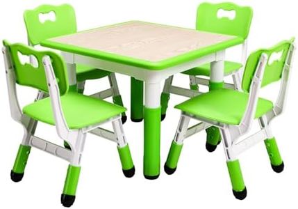 GarveeHome Kids Table and Chairs Set, Height Adjustable Desk for Ages 2-10,Arts & Crafts Table,Graffiti Desktop, Non-Slip Legs, Max 300lbs, Children Multi-Activity Table for Classrooms,Daycares,Home
