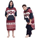 WeiMyth Surf Poncho for Men Women Adult, Changing Towel Hoodie with Kangaroo Pocket, Swim Robe for Beach, Pool, Swimming, Surfing (Red, Large)