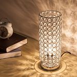 ZEEFO Crystal Table Lamp, Modern Style K9 Crystal Desk Lamp, 28 cm High Elegant Crystal Light, Compact Design Lamps Suitable for Home, Bedroom, Living Room, Dining Room (Sliver)