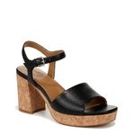 Naturalizer Women's Lilly Ankle Strap Platform Sandal Heeled, Black Smooth, 8.5 Wide