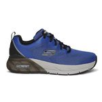 Skechers Max Protect Sport - Safeguard Lace Up Shoes For Men - Air-Cooled Memory Foam Cushioned Insole Shock-Absorbing Well-Cushioned Midsole Mesh & Synthetic Upper Sports Shoes Blue, 6 UK