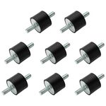 FVIEXE 8PCS M10 Rubber Isolator Mounts, Anti Vibration Generator Isolation Mounts with Double Studs, Rubber Shock Absorber Mounts Isolation Mounts for Air Compressors, Garage Motor, Diesel Engines