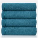 GC GAVENO CAVAILIA Large Towels Bath Sheet - Highly Absorbent Egyptian Cotton Towel Set - 4 Pack Extra Soft Large Bath Towel Teal - Quick Dry Bath Sheets - 450 GSM Washable Towels, 75 x 135 cm
