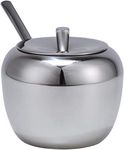 Sugar Bowl with Lids and Spoon, ChaseChic Large Stainless Steel Sugar Pot Seasoning Jar in Apple Shape for Home Kitchen, 11oz/325ml