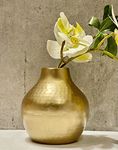 Urban Born Metal Flower vase for Home Decor and Living Room Vintage Decor Antique Decor for Home DecorFree Artificial Flower of 2 Metal Leaves (15 x 15 x 15 cm), Gold