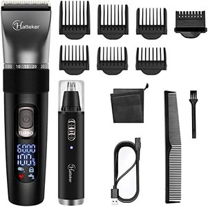 Hatteker Tagliacapelli Cordless Tagliacapelli Barba Tagliacapelli Kit per Taglio Capelli Uomo Donna Bambini Barbiere Clippers Naso Capelli Trimmer IPX7 Impermeabile Professionale