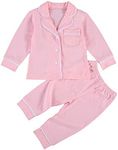 MoccyBabeLee Little Kids Toddler Baby Girl Pajamas Set PJS Nightwear Homewear Long Sleeve Button Down Tops Pants Sleepwear Suits 2 Piece Fall Winter Clothes