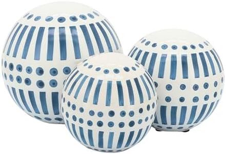 Set of 3 Coastal Stylish Orbs Accent Piece – Modern Decorative Ceramic Accent for Table Top & Shelf – Modern Home Decor, Indoor/Outdoor, Coffee Table Decor for Living Room – 6/5/4", Blue