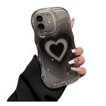 Axulimin for iPhone 11 Case Cute Aesthetic Black Heart Clear Phone Case for Teen Girls Women [Camera Lens Protection][Wavy Frame]