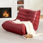 Bean Bag Chair Giant Bean Bag Sofa Memory Foam Bean Bag Chairs for Adults, Bean Bag Sofa Sack Faux Leather Bean Bag for Living Room Bedroom Dorm Office (Wine Red)