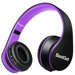 BestGot Kids Headphones for Childrens Wired with Microphone with Detachable 3.5mm Cable (Black/Purple)