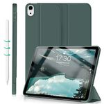 ZOYU Case for iPad Air 11-inch M2 2024 / iPad Air 6th 5th 4th Generation 2022 2020 10.9 inch, Auto Wake/Sleep, Silicone soft TPU Back Shell Cover, Lightweight Trifold Stand Smart Case - Dark Green