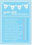 Party Hearty Baby Shower Games for Boy, 50 pcs Blue Mommy or Daddy Guess Who Game, Fun Activity Cards, Baby Shower Ideas