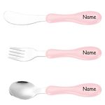 Personalized Children's Cutlery Set 3 Pieces Toddler Utensils Custom Engraved Name Spoon Knife Fork Set Stainless Steel Flatware Cutlery Set