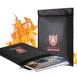 Fireproof Document Bag, 15" x 11" Solid Silicone Coated Fire Resistant & Water Resistant Money Fireproof Safe Storage for Jewelry, Zipper Closure for Maximum Protection