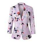 Womens 3/4 Sleeve Lightweight Office Work Suit Jacket Boyfriend Blazer (1905 Purple, M)