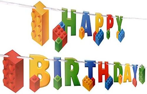 Building Block Birthday Party Supplies Banner by Aliza | Baby Boy Toddler Kids Birthday Decorations – Huge 7-feet Long Brick Themed Birthday Decor – The Perfect Decoration for Your Party