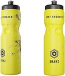 SHAHZ 2-Pack Drink Bottles 800ml, Lightweight, BPA Free Motivational Squeeze Water Bottle for Exercise, Gym, Bike, Cycling, Running, and All Outdoor Sports (Yellow)