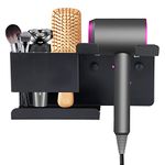 Hair Dryer Holder Wall Mounted, SHAIDOJIO Hair Styling Tool Organizer, Aluminum Alloy Blow Dryer Holder, Hair Dryer Stand Rack Suitable for Bathroom, Bedroom, Hair Salon (Black)