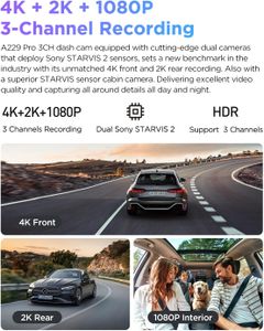 VIOFO A229 Pro 3-Channel 4K HDR Dash Cam – STARVIS 2, WiFi, GPS, 24H Parking