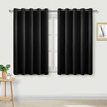 DWCN Black Blackout Curtains for Bedroom - Thermal Insulated Energy Saving Eyelet Window Curtains for Living Room 66 x 54 inch Length, 2 Panels